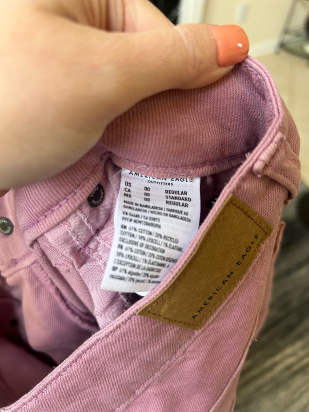 AMERICAN EAGLE Low-Rise Baggy Wide Leg Pink Jeans - Picture 4 of 11